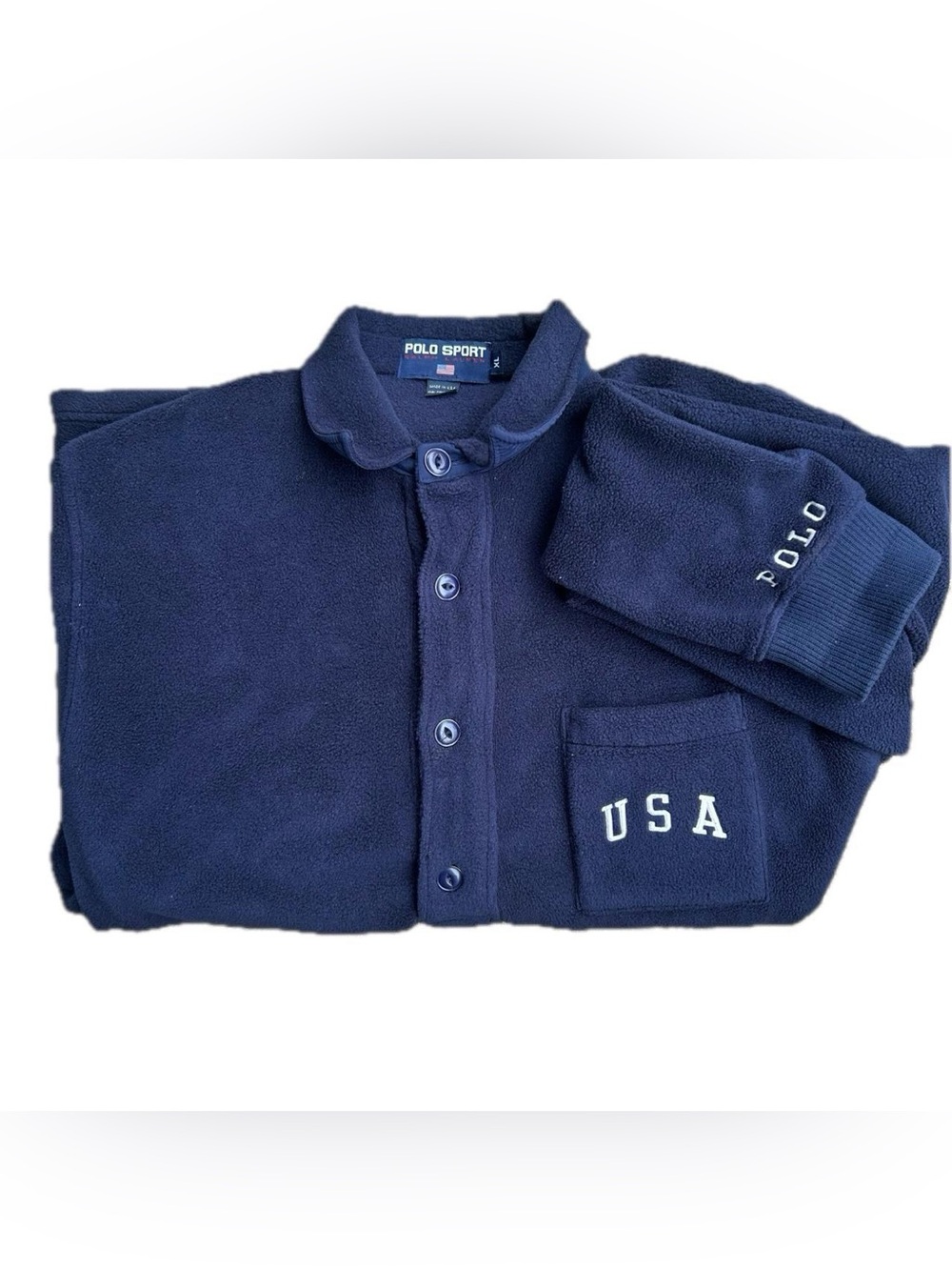 Vintage Polo by Ralph Lauren USA Fleece Button-Up Cardigan XL